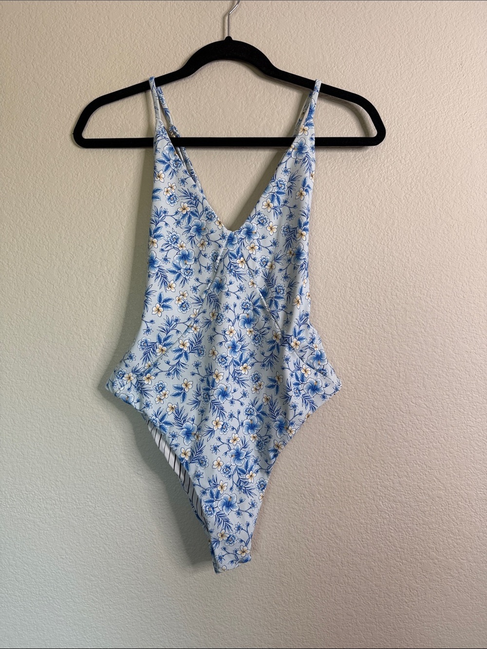 Hanakini reversible one piece Floral Blue womens Swimsuit sz XL